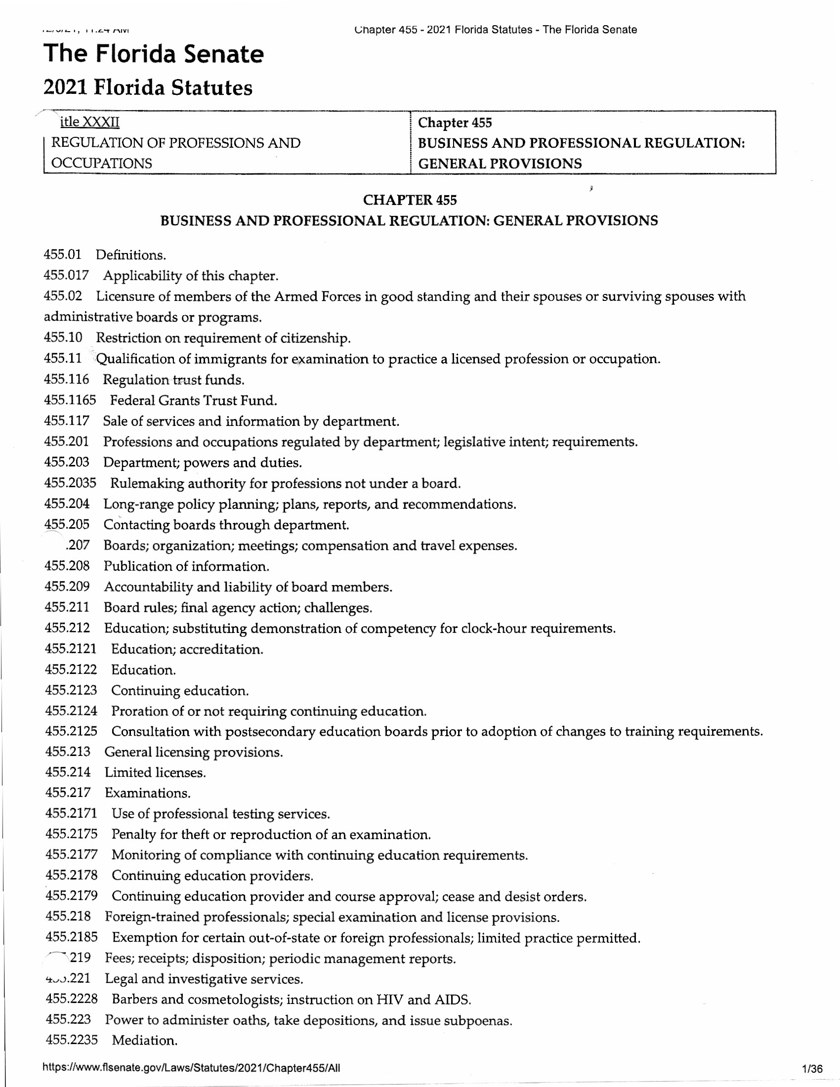 Chapter 455 Florida Statutes – 2023 | Palm Construction School